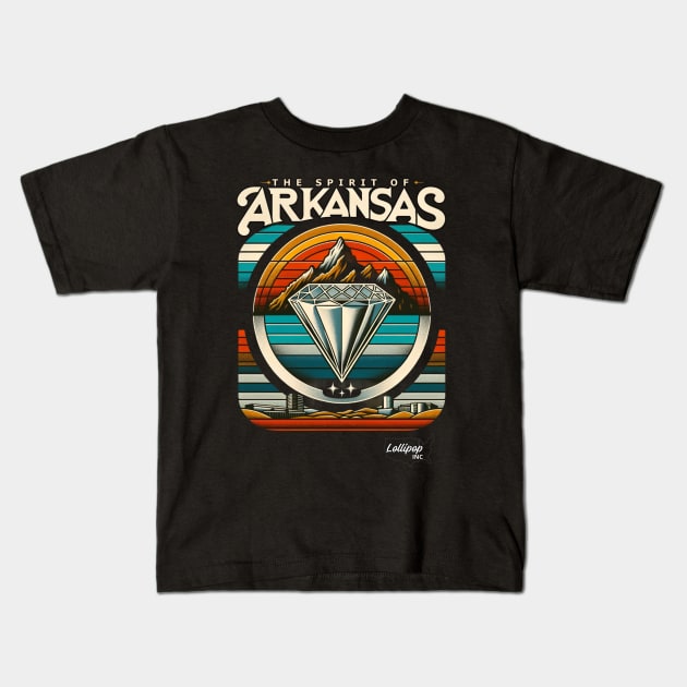 Arkansas Gems: The Diamond Frontier - American Vintage Retro style USA State Kids T-Shirt by LollipopINC